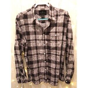 MARC ECKO CUT & SEW MENS XL GRAY SHIRT FLANNEL PLAID STREETWEAR URBAN GRUNGE 90s